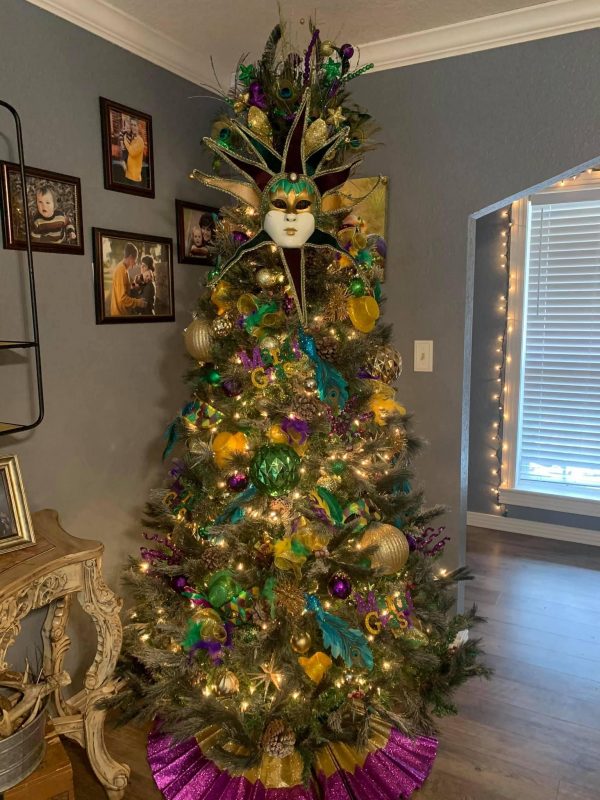 Mardi Gras tree I decorated today for - Designs by Dunbar