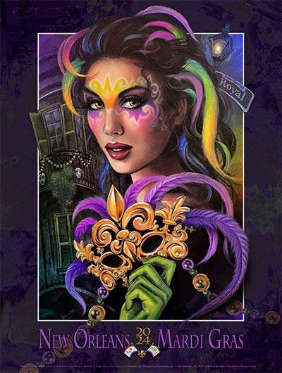 2024 Mardi Gras Poster - MARDI GRAS ESSENCE by Andrea Mistretta